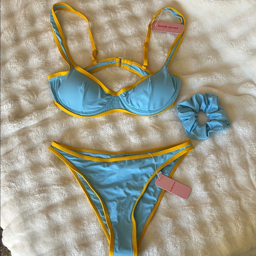 SHEIN Bikini Set in Light Blue and Yellow